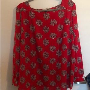 Size 22 loft plus long sleeve red pattern top